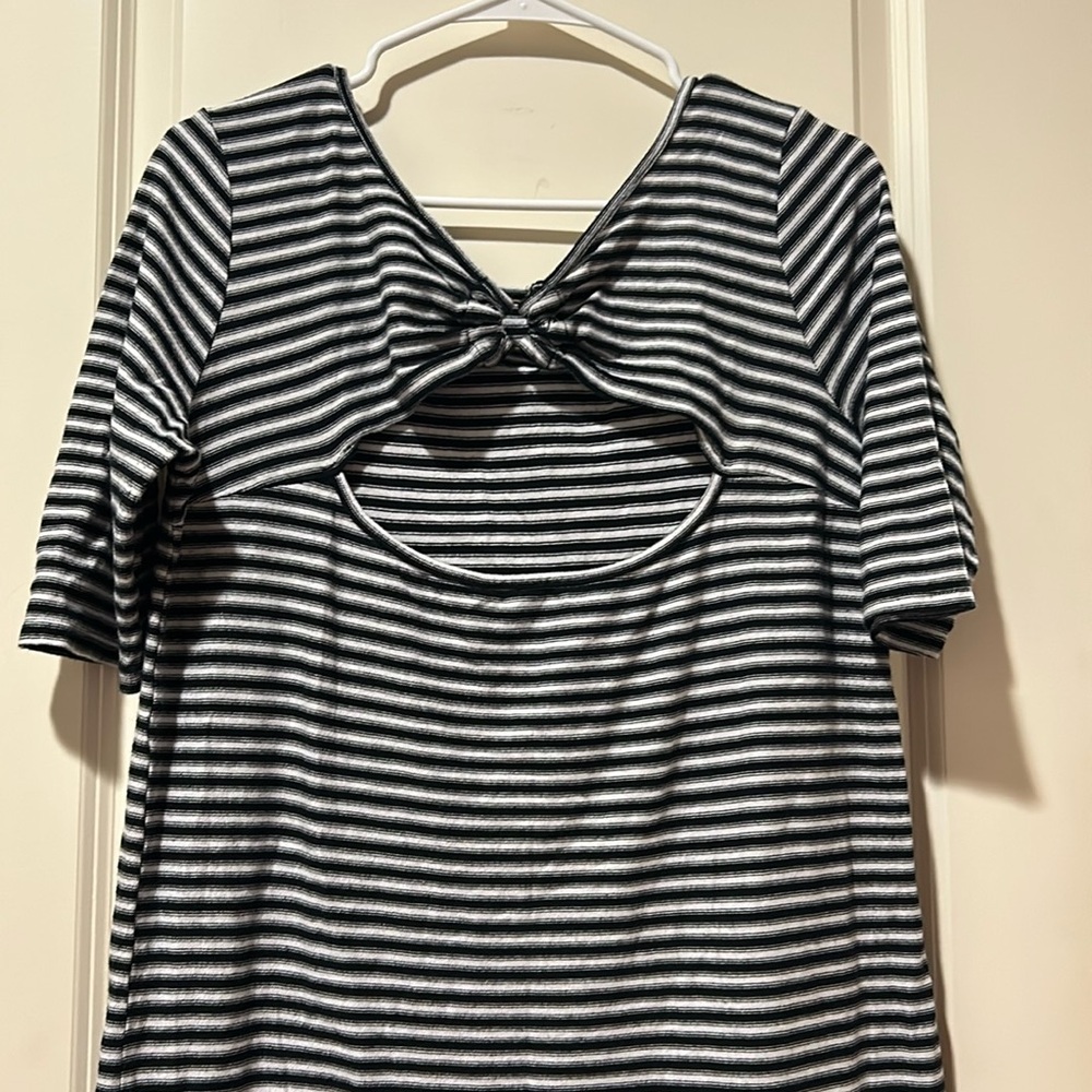 Free People We the Free keyhole cinched back stripe T-shirt dress stretch size L